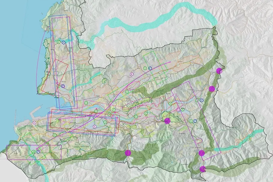 Uno de los planos resultantes del trabajo realizado para el Plan Territorial Parcial del Bilbao Metropolitano